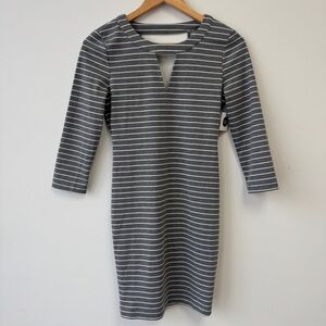 BB Dakota Charcoal Striped Long Sleeve Dress